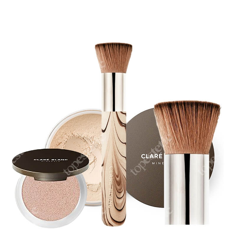 Clare Blanc Neutral 230 + Flat Top Brush + Blaze Fairy ZESTAW Podkład mineralny SPF 15 - (Neutral 230) 14 g + Pędzel (FB 04) 1 szt. + Rozświetlający puder (Blaze Fairy) 8 g
