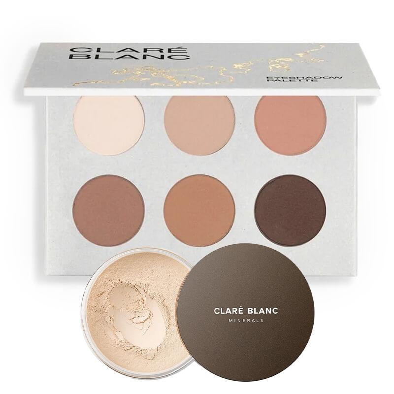 Clare Blanc Neutral 230 + Paleta Cieni do Powiek - Calm Balance ZESTAW Podkład mineralny SPF 15 - kolor neutralny/jasny (Neutral 230) 14 g + Paleta cieni 6 x 1,4 g