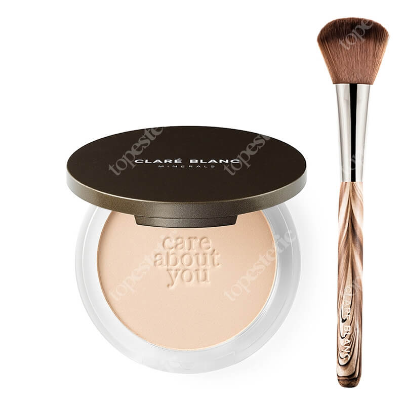 Clare Blanc Powder Brush + Neutral 230 ZESTAW Pędzel do pudrów, bronzerów i produktów rozświetlających (FB 06) 1 szt. + Podkład prasowany SPF15 - kolor neutralny/jasny (Neutral 23