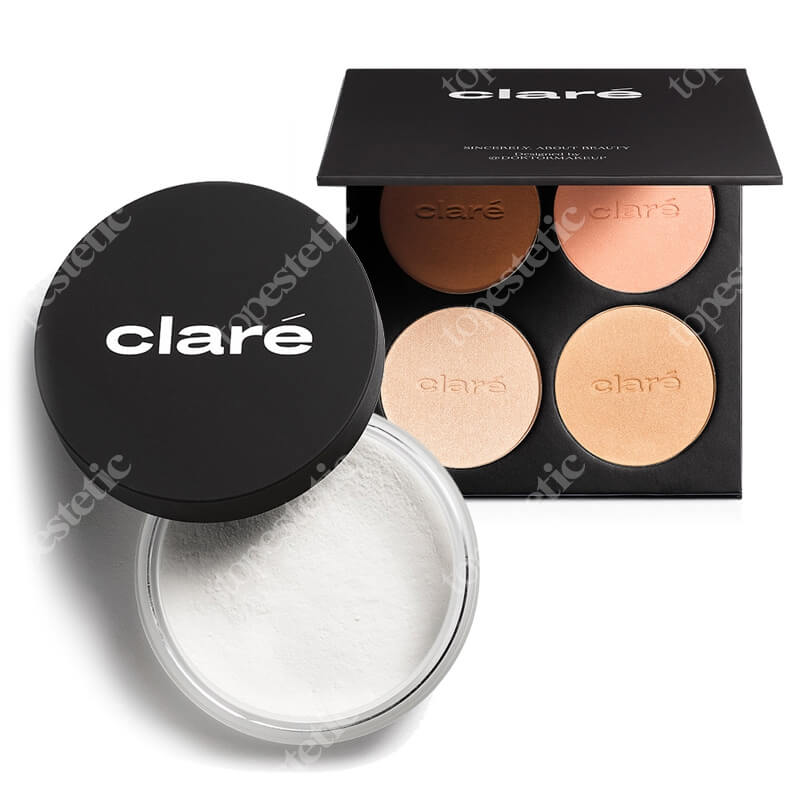 Clare Ginger Kit ZESTAW Puder utrwalający makijaż (nr 16) 3 g + Paletka dla rudowłosych 4x8 g