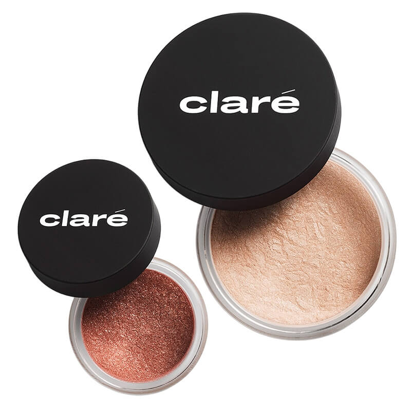 Clare Oh! Glow - Botox + Salted Carmel 873 ZESTAW Puder rozświetlający (kolor Btx 32) 2,5 g + Cień do powiek (kolor Salted Carmel 873) 1 g