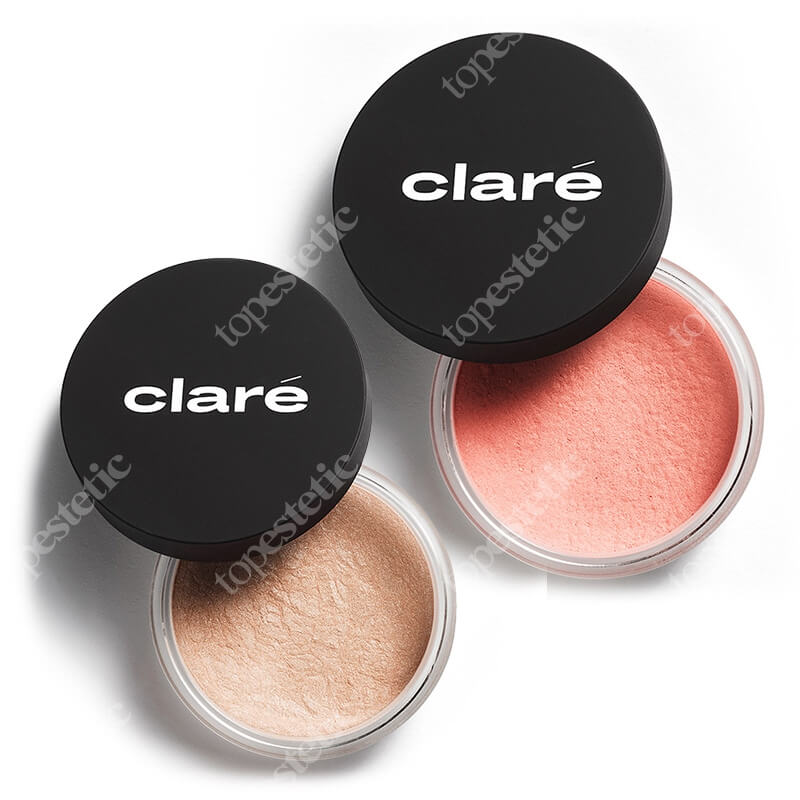 Clare Oh! Glow - Botox + Tangerine 718 ZESTAW Puder rozświetlający (kolor Btx 32) 2,5 g + Róż do policzków (Tangerine 718) 3 g