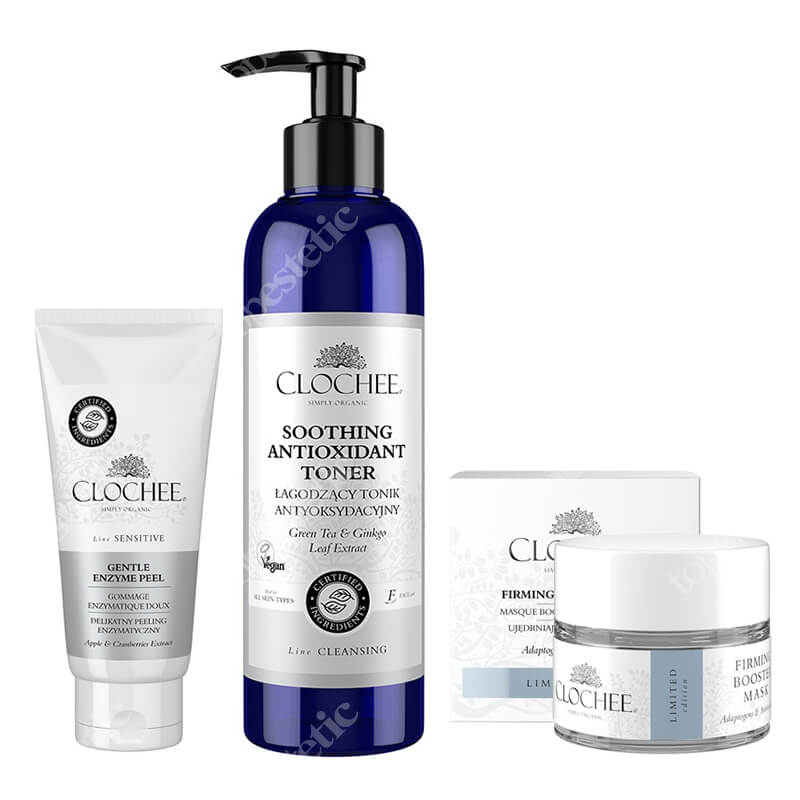Clochee Antioxidant And Firming Set ZESTAW Tonik antyoksydacyjny 250 ml + Peeling enzymatyczny 100 ml + Ujędrniająca maska 50 ml