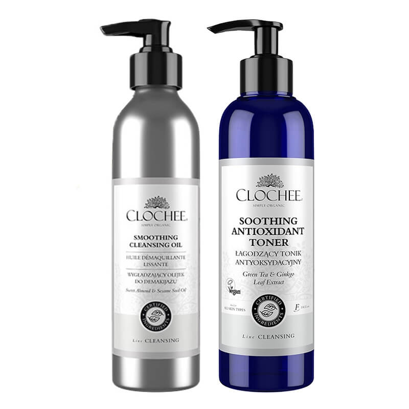 Clochee Antioxidant + Soothing Skim ZESTAW Tonik antyoksydacyjny 250 ml + Olejek do demakijażu 250 ml