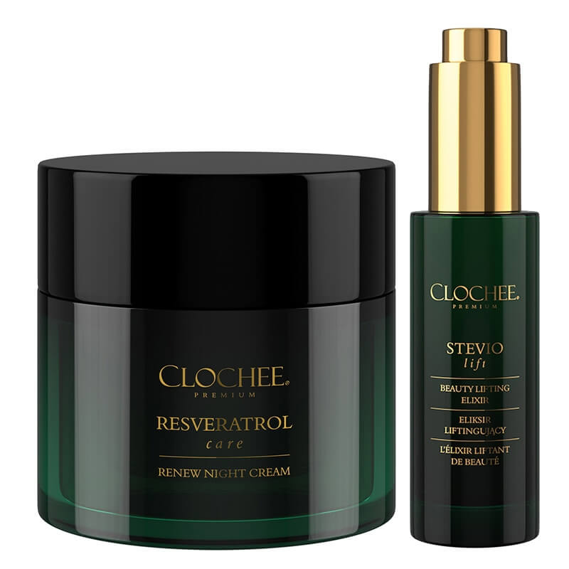 Clochee Premium Set ZESTAW Eliksir liftingujący do twarzy 30 ml + Odbudowujący krem na noc 50 ml