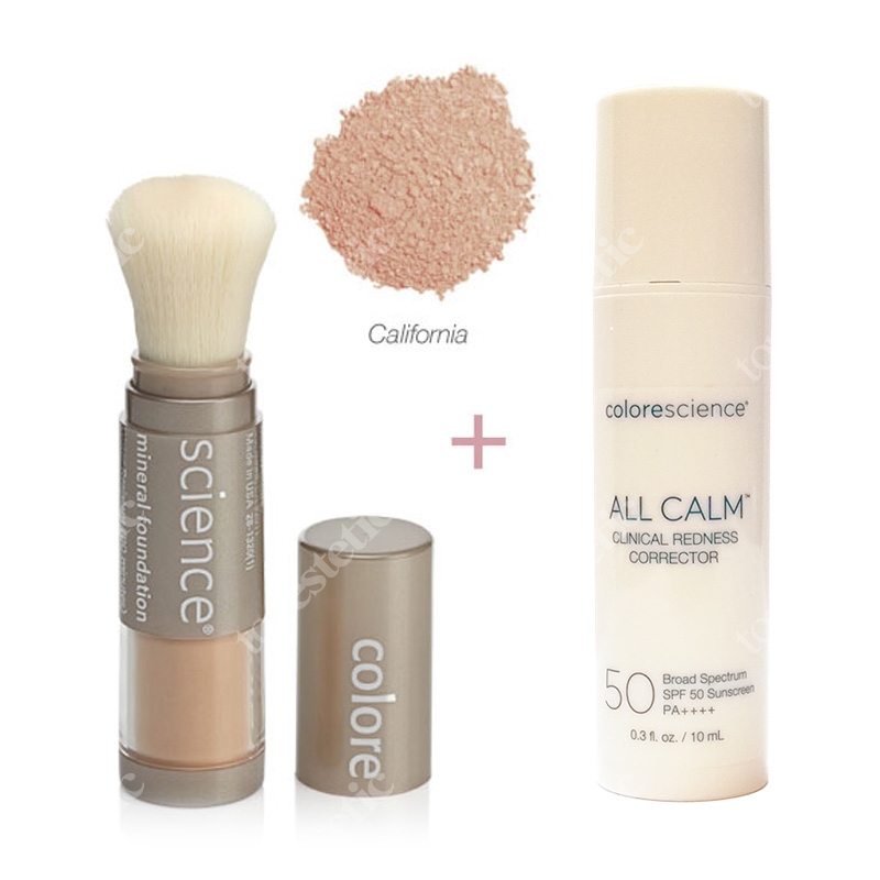 Colorescience Loose Mineral Foundation Brush SPF 20 + Brush-On Sunscreen SPF 50 ZESTAW Pędzel SPF 20 kolor California Girl 6 g + GRATIS Pędzel SPF 50 kolor Medium 2 g