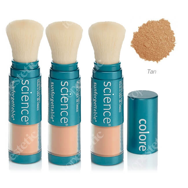 Colorescience Mineral Sunscreen Brush Set ZESTAW Mineralny puder ochronny SPF 50 w pędzlu - kolor Tan 2 + 1 GRATIS