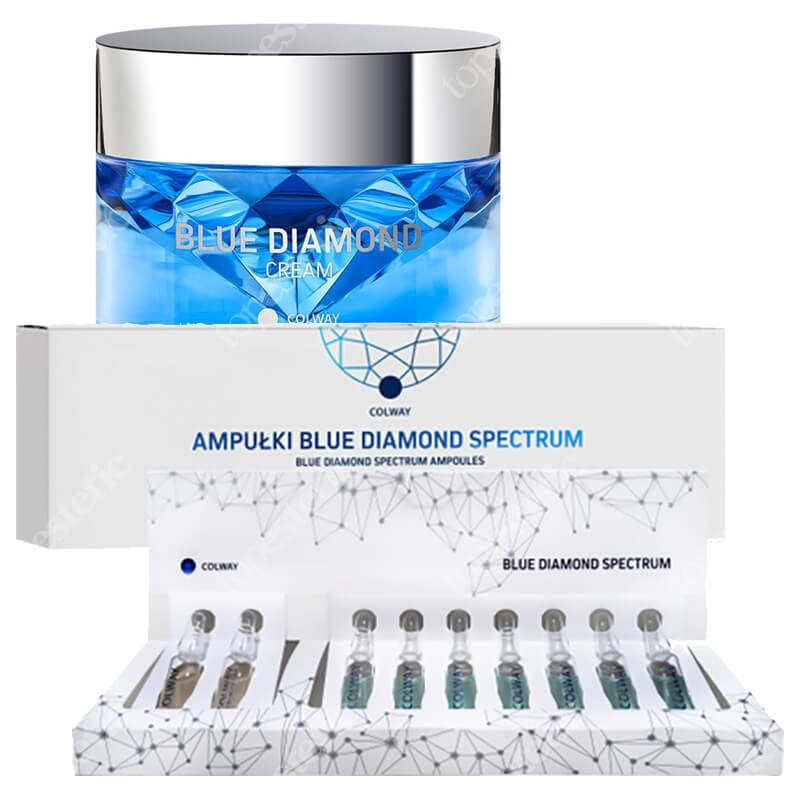 Colway Blue Diamond Care ZESTAW Ampułki przygotowująco - pielęgnujące 9 x 2 ml + Krem niebieski diament 50 ml