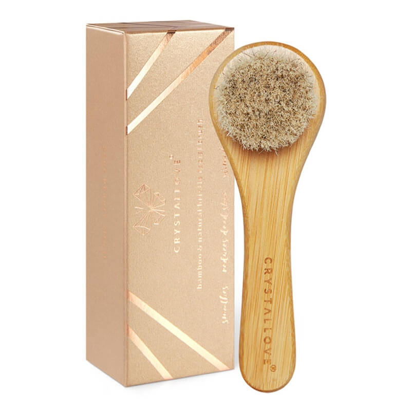 Crystallove Bambusowa Szczotka do Masażu Masaż twarzy, szyi, dekoltu i biustu - włosie naturalne + bambus 1 szt