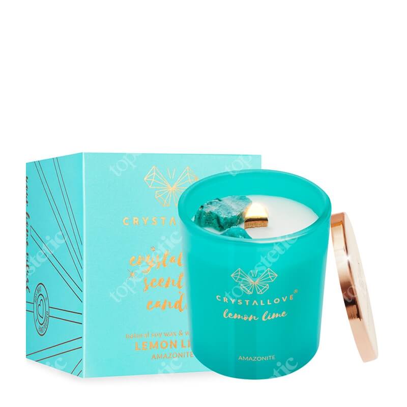 Crystallove Świeca Sojowa Świeca sojowa z amazonitem Lemon Lime 400 g