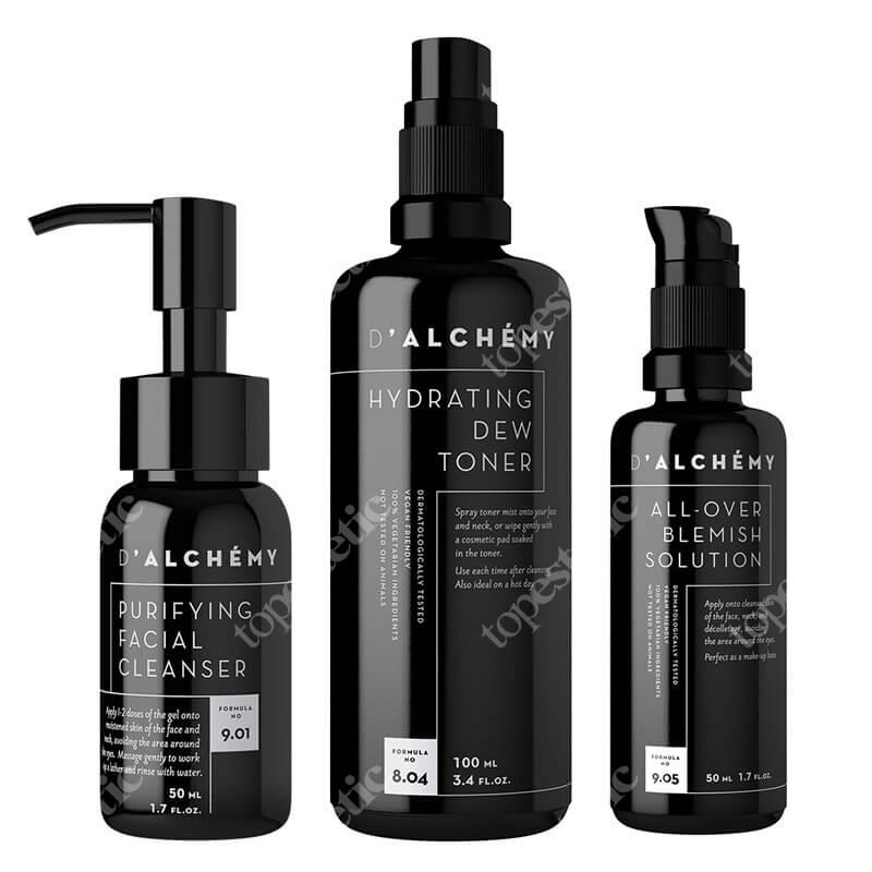 Dalchemy Cleanser Set ZESTAW Krem regulujący do cery tłustej i mieszanej 50 ml + Nawilżający tonik do twarzy 100 ml + Oczyszczający żel do mycia twarzy 50 ml