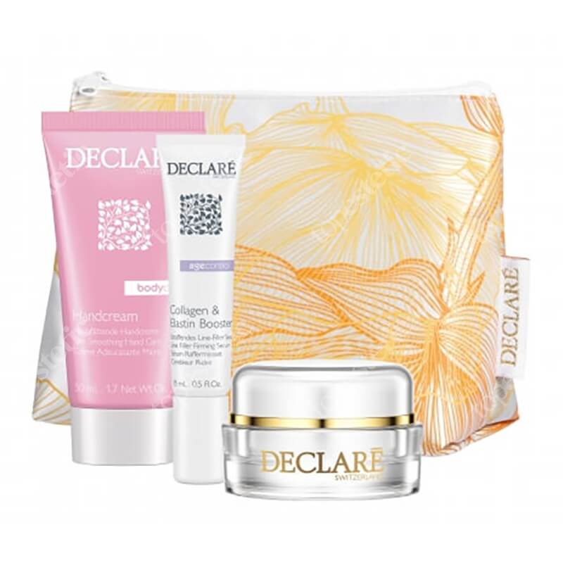 Declare Anti-Wrinkle Set ZESTAW Krem przeciwzmarszczkowy 15 ml + Booster z kolagenem i elastyną 15 ml + Krem do rąk 50 ml +Kosmetyczka 1 szt