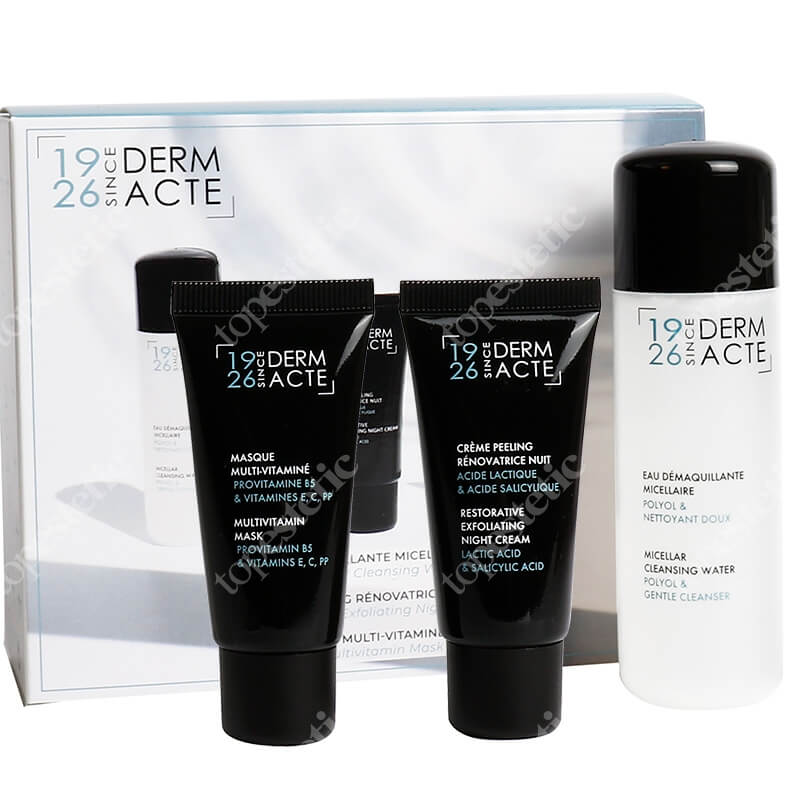 Derm Acte Clean Mini Set ZESTAW Maska multiwitaminowa 15 ml + Odbudowująco - złuszczający krem na noc 15 ml + Płyn micelarny 50 ml