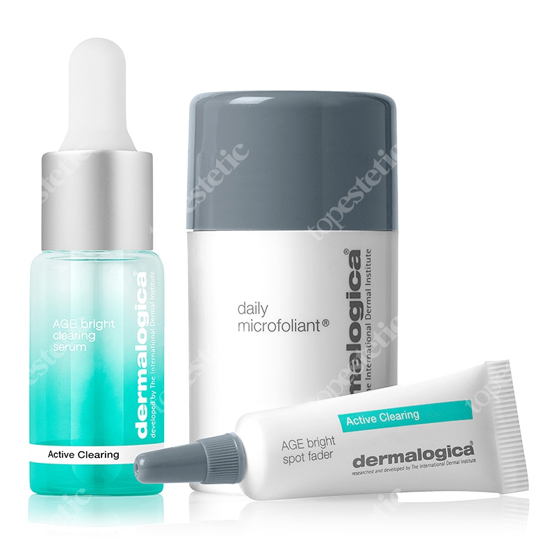 Dermalogica Active Clearing ZESTAW Enzymatyczny puder ryżowy 13 g + Aktywne serum 2 w 1 10 ml + Kuracja punktowa 2 w 1 6 ml
