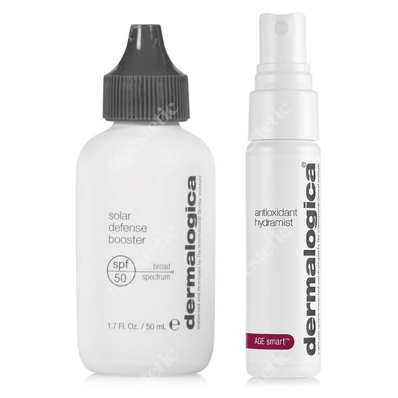 Dermalogica Antioxydant Hydramist + Solar Defense Booster SPF 50 ZESTAW Antyoksydacyjna mgiełka nawilżająca 30 ml + Preparat do ochrony przeciwsłonecznej 50 ml