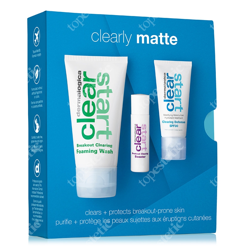 Dermalogica Clearly Matte ZESTAW Oczyszczający i odświeżający żel 75 ml + Krem nawilżający SPF30 15 ml + Serum likwidujące wypryski 10 ml