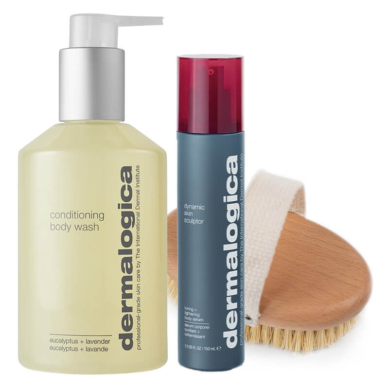 Dermalogica Conditioning Body Wash + Dynamic Skin Sculptor + Szczotka Topestetic ZESTAW Żel pod prysznic 295 ml + Modelujące serum do ciała 150 ml + Szczotka 1 szt