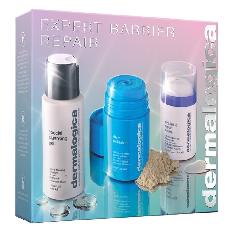 Dermalogica Expert Barrier Repair ZESTAW Żel do mycia twarzy 50 ml + Łagodzący puder złuszczający 13 g + Ultrakojący krem do twarzy 15 ml