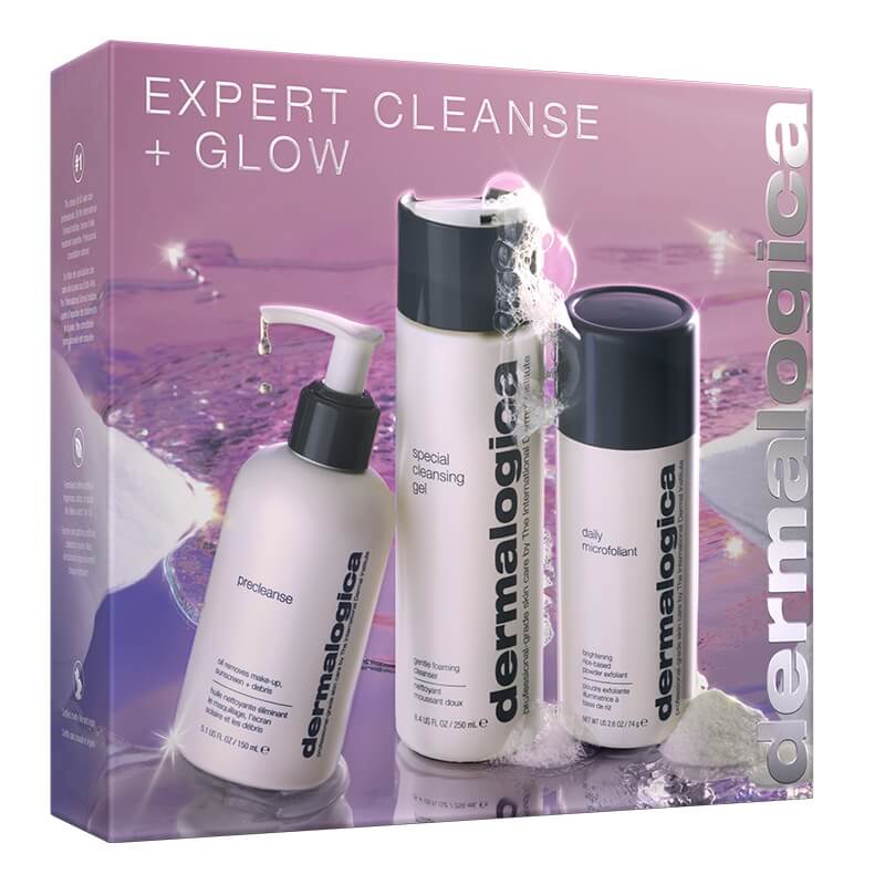 Dermalogica Expert Celanse and Glow ZESTAW Lekki olejek oczyszczający 150 ml + Żel do mycia twarzy 250 ml + Enzymatyczny puder ryżowy 74 g