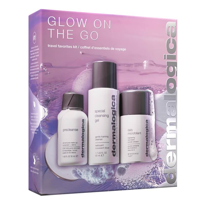 Dermalogica Glow On The Go ZESTAW Lekki olejek oczyszczający 30 ml + Żel do mycia twarzy 50 ml + Enzymatyczny puder ryżowy 13 g