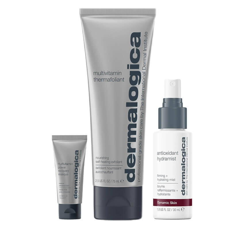 Dermalogica Multivitamins and Antioxidant Set ZESTAW Antyoksydacyjna mgiełka 30 ml + Peeling rozgrzewający dla cer dojrzałych 75 ml + Maseczka rewitalizująco-odmładzająca 15 ml