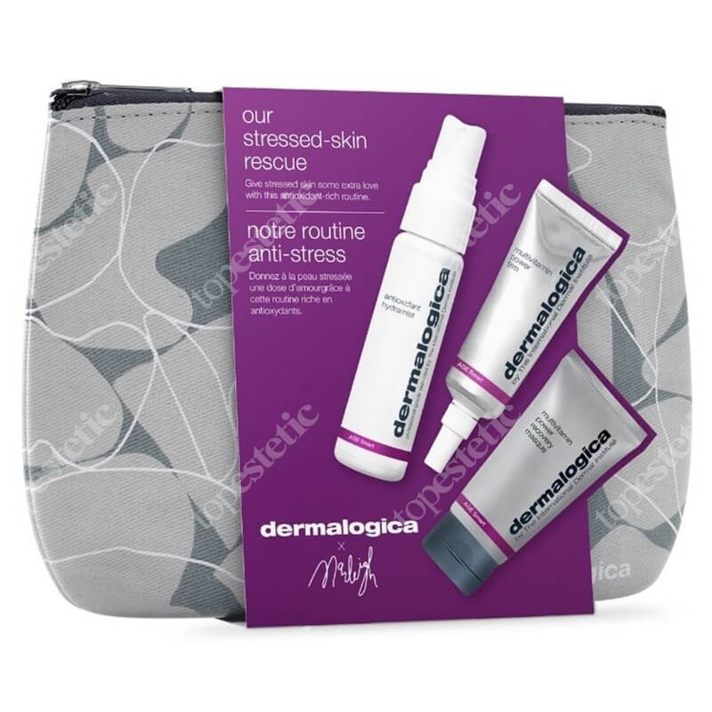 Dermalogica Stressed - Skin Rescue ZESTAW Maseczka o działaniu rewitalizującym i odmładzającym 15 ml + Odświeżająca mgiełka do twarzy 30 ml + Multiwitaminowy krem 15 ml