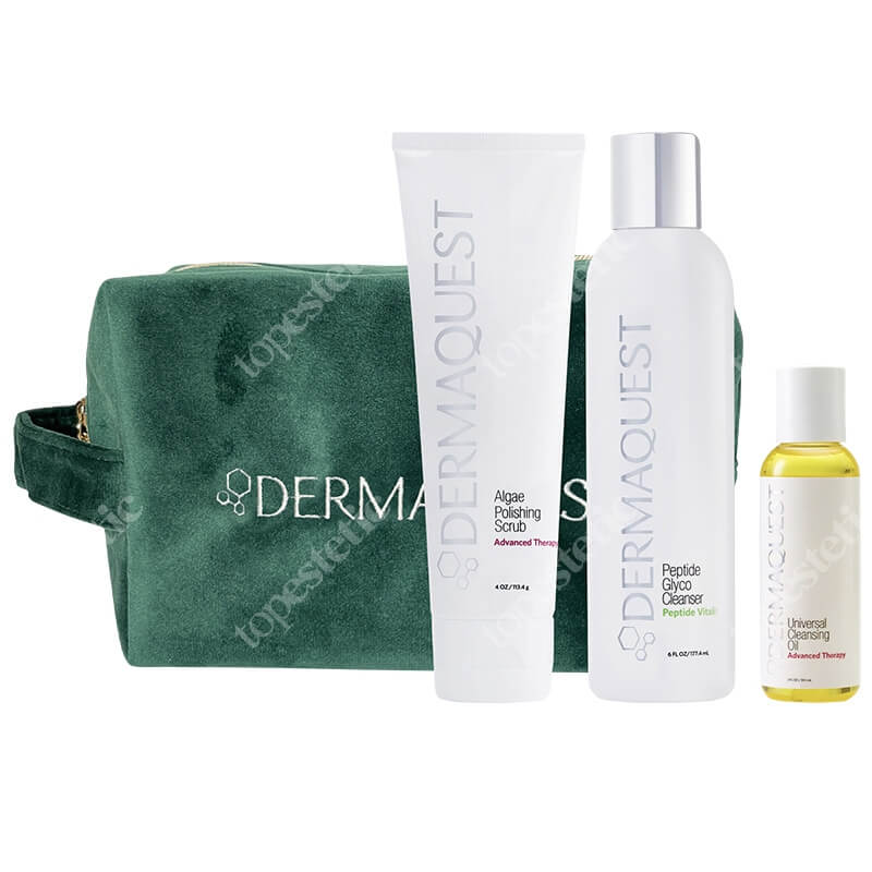 Dermaquest 3 Steps Cleansing ZESTAW Olejek myjący do twarzy i oczu 60 ml + Emulsja do mycia z kwasem glikolowym [15%] i peptydami 177 ml + Peeling do twarzy, ciała i ust 113 ml