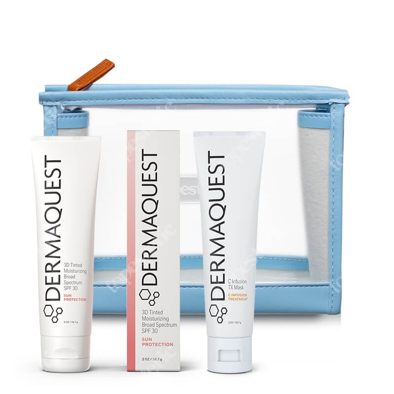 Dermaquest C Infusion TX Mask + 3D Tinted Moisturizing Broad Spectrum SPF 30 ZESTAW Przeciwstarzeniowa maska 57 ml + Trójwymiarowy, ekskluzywny krem fotoprotekcyjny o pełnym spektrum ochrony 57 g + Kosmetyczka 1 szt