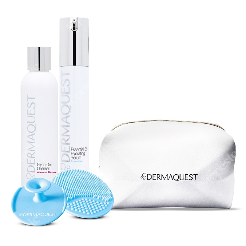 Dermaquest Essential B5 Hydrating Serum + Glyco Gel Cleanser + Cleanser Pads ZESTAW Serum nawilążające 30 ml + Żel do mycia 177 ml + Myjka 1 szt.