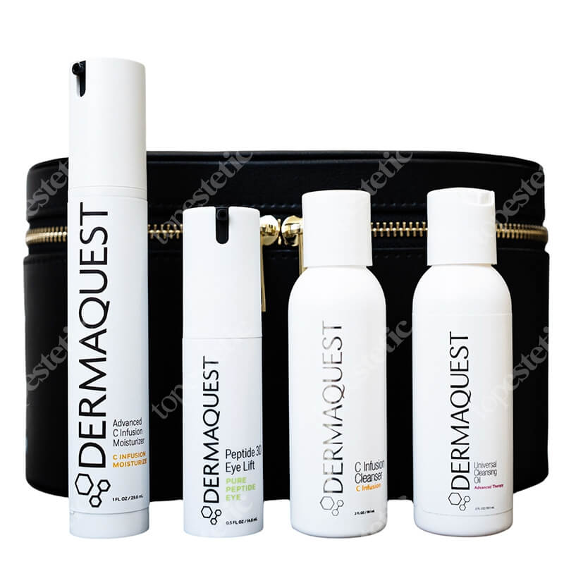 Dermaquest Royal Glow Skincare Set ZESTAW Olejek myjący do twarzy i oczu 60 ml + Wzmacniający żel do mycia 60 ml + Remodelujace serum 29,6 ml + Liftingujący krem pod oczy 14,8 ml