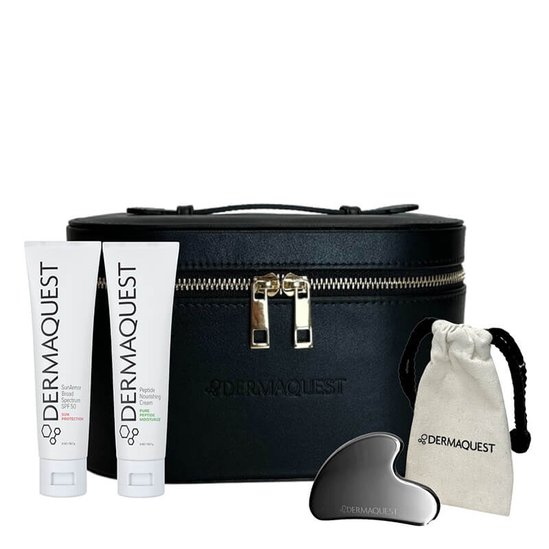 Dermaquest Secret Glow ZESTAW Odżywczy krem napinający 56,7 ml + Peptydowo-przeciwstarzeniowy krem z najwyższą ochroną mineralną 57 ml + Masażer 1 szt