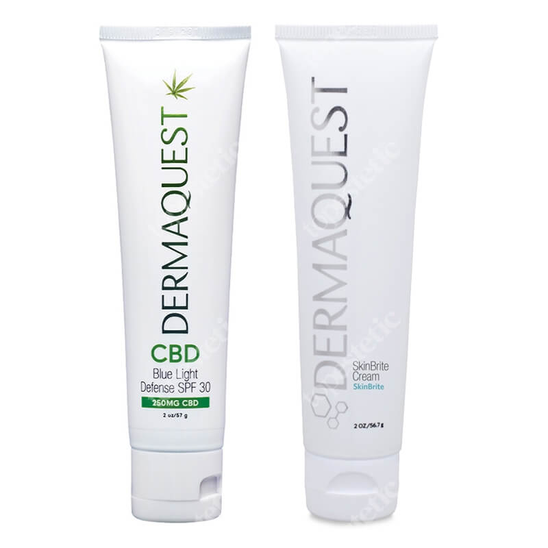 Dermaquest SkinBrite Cream + CBD Blue Light Defense SPF 30 ZESTAW Przeciwstarzeniowy krem rozjaśniająco-wybielający 57 ml + Krem fotoprotekcyjny z ochroną HEV 57 g