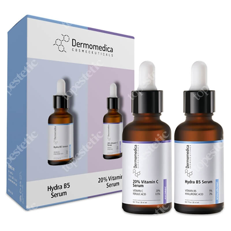Dermomedica 20% Vitamin C Serum + Hydra B5 Serum ZESTAW Aktywne serum z 20% witaminą C i kwasem ferulowym 30 ml + Serum nawilżająco-regenerujące 30 ml