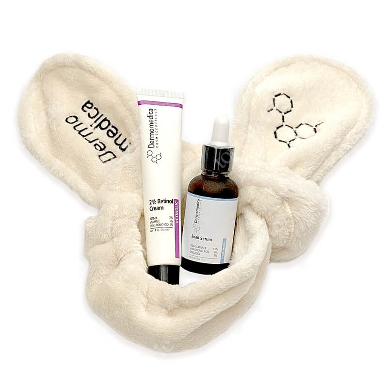 Dermomedica Zestaw Przeciwstarzeniowy ZESTAW Krem z 2% retinolem 30 ml + Serum z ekstraktem ze ślimaka 30 ml + Opaska 1 szt