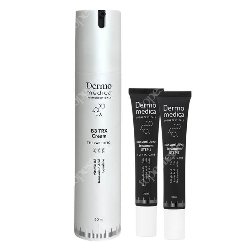 Dermomedica B3 TRX Cream + Duo Anti-Acne Treatment ZESTAW Krem z niacynamidem, kwasem traneksamowym i skwalanem 60 ml + Podwójna kuracja dla skóry ze zmianami trądzikowymi 2 x 30 ml