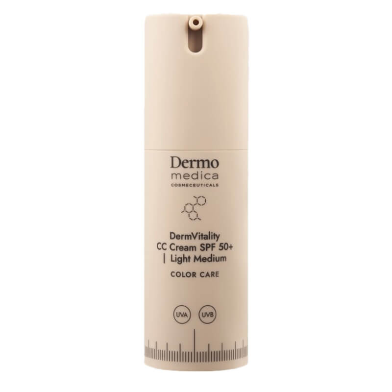 Dermomedica DermVitality CC Cream SPF 50 Koloryzujący krem korygujący z bardzo wysoką ochroną UVA/UVB i właściwościami pielęgnacyjnym (kolor medium) 30 ml