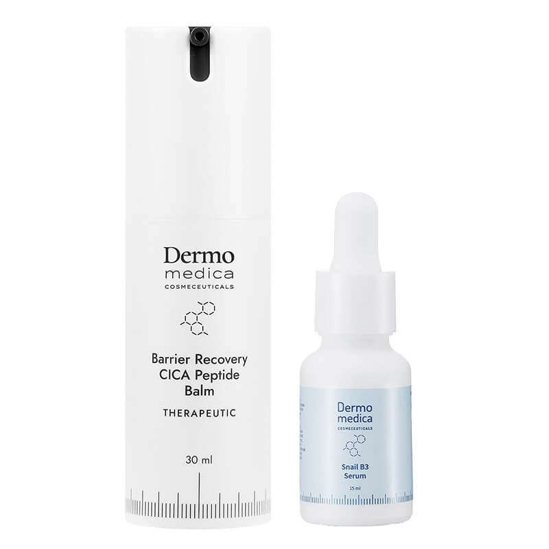 Dermomedica Harmony Set ZESTAW Serum z ekstraktem ze śluzu ślimaka, witaminą B3 (niacynamidem) i beta-glukanem 15 ml + Regeneracyjny krem wzmacniający barierę hydroli