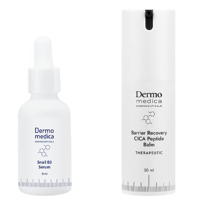 Dermomedica Harmony Set ZESTAW Serum z ekstraktem ze śluzu ślimaka, witaminą B3 (niacynamidem) i beta-glukanem 30 ml + Regeneracyjny krem wzmacniający barierę hydroli