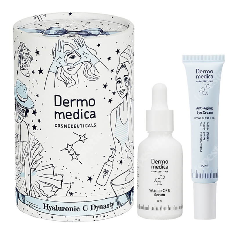 Dermomedica Hyaluronic C Dynasty ZESTAW Serum z witaminą C, Argireliną®, witaminą E i kwasem ferulowym 30ml + Krem przeciwstarzeniowy wokół oczu 15 ml