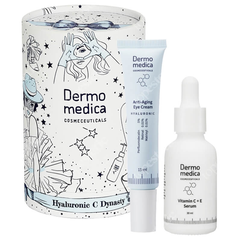 Dermomedica Hyaluronic C Dynasty ZESTAW Serum z witaminą C, Argireliną®, witaminą E i kwasem ferulowym 30ml + Przeciwstarzeniowy krem wokół oczu 15 ml
