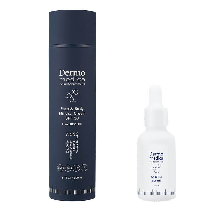 Dermomedica Radiant Calm ZESTAW Krem do twarzy i ciała 200 ml + Serum z ekstraktem ze śluzu ślimaka, witaminą B3 (niacynamidem) i beta-glukanem 30 ml