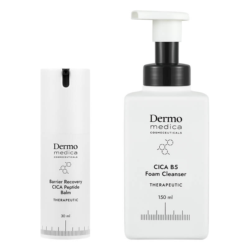 Dermomedica Skin Recovery Duo ZESTAW Regeneracyjny krem wzmacniający barierę hydrolipidową, z peptydami, kwasami omega-3 i biopeptydami 30 ml + Regeneracyjna pianka do mycia