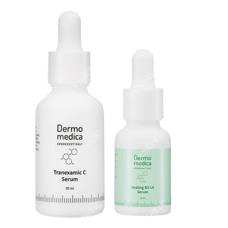 Dermomedica Tranexamic C Serum + Healing B3-LA Serum ZESTAW Serum z witaminą C, kwasem traneksamowym i czynnikiem wzrostu 30 ml + Serum na dzień i na noc 15 ml