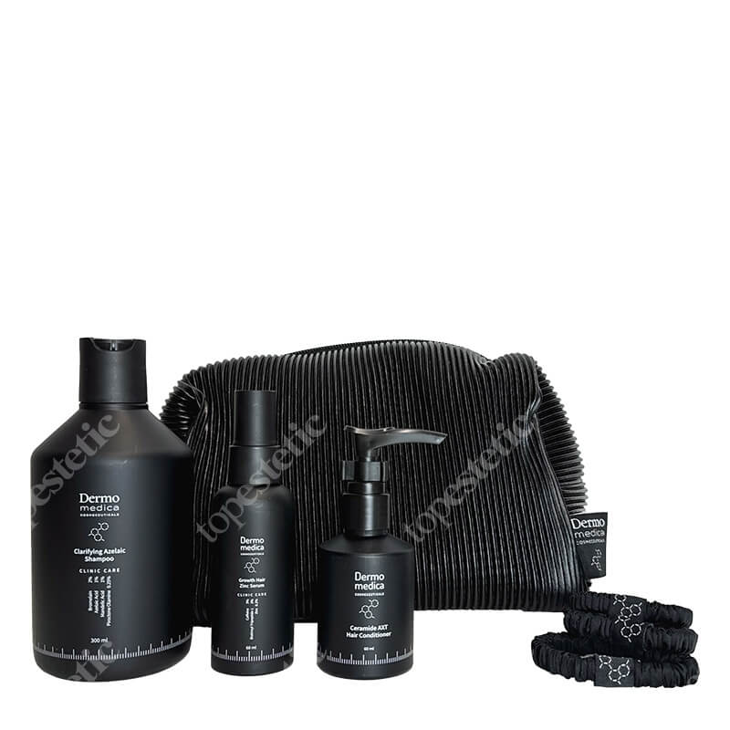 Dermomedica Ultimate Trichocare Gift Set ZESTAW Szampon 300 ml + Ceramidowa odżywka 60 ml + Serum na włosy 60 ml + Jedwabne gumki 3 szt