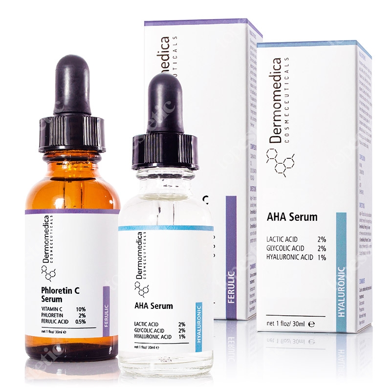 Dermomedica Zestaw Phloretin C Serum + AHA Serum ZESTAW Serum z kwasem ferulowym + AHA Serum regenerujące 30 ml, 30 ml
