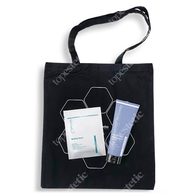 Dermomedica Zestaw Wakacyjny ZESTAW Krem do twarzy i ciała 227 ml + Nanocelulozowa maska terapeutyczna o działaniu gojącym i przeciwstarzeniowym 1 szt. + Torba 1 szt