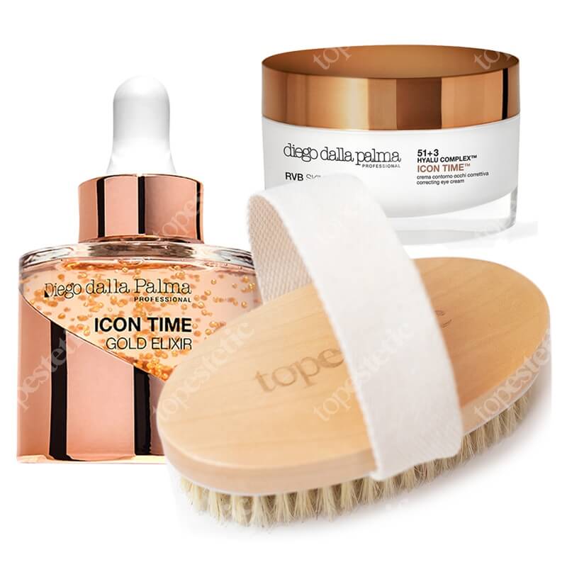 Diego dalla Palma Correcting Eye Cream + Gold Elixir + Szczotka do Ciała Topestetic ZESTAW Krem korygujący okolice oczu 15 ml + Złoty eliksir 30 ml + Szczotka 1 szt