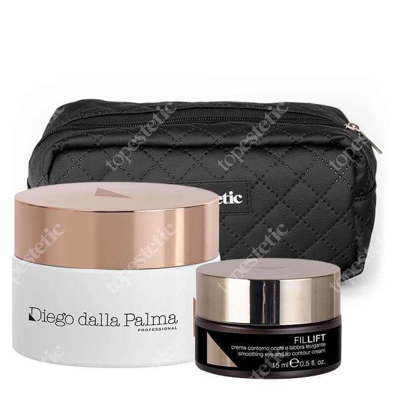 Diego dalla Palma Pielęgnacja Przeciwstarzeniowo - Nawilżająca ZESTAW Krem zagęszczający ze złotem 50 ml + Wygładzający krem na okolice oczu i ust 15 ml + Czarna, duża 1 szt