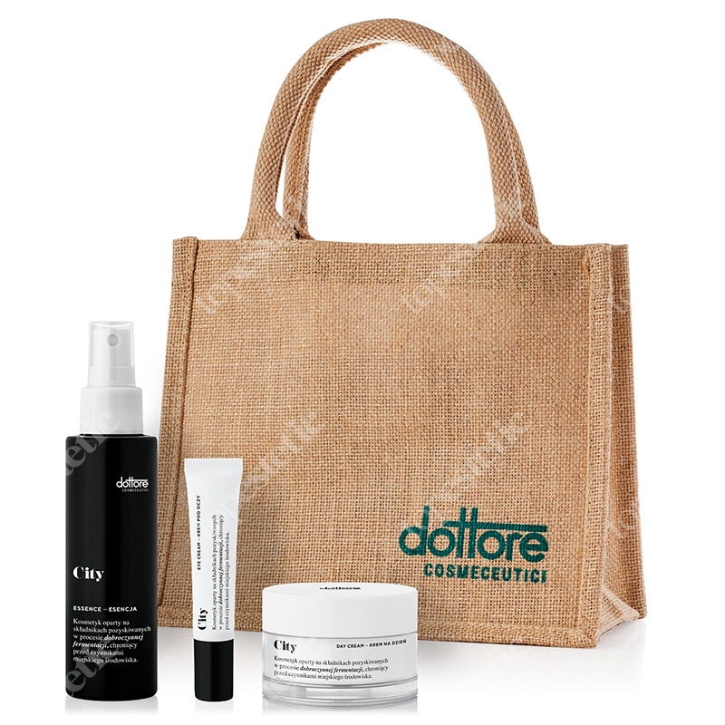 Dottore Kuracja ochronna City na dzień ZESTAW Krem na dzień 50 ml + Krem pod oczy 15 ml + Esencja do twarzy 100 ml + Torba jutowa