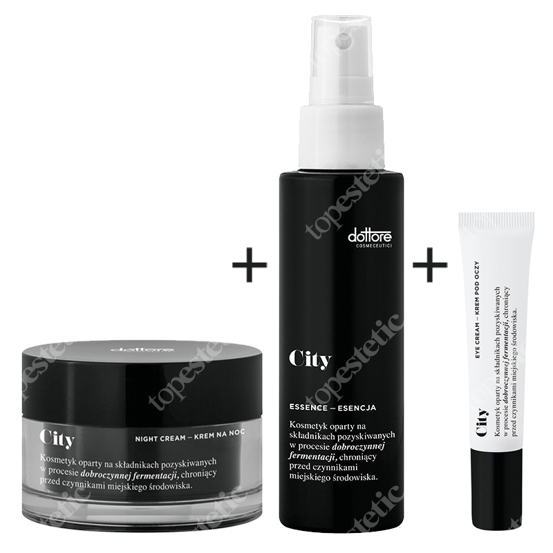 Dottore Kuracja Ochronna City Na Noc ZESTAW Krem na noc 50 ml + Esencja do twarzy 100 ml + Krem pod oczy 15 ml